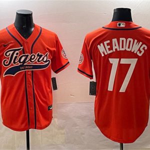 Detroit Tigers #17 Parker Meadows Orange With Patch Cool Base Stitched Jersey