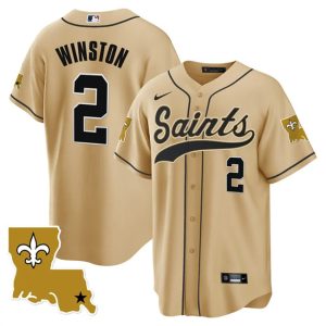 New Orleans Saints #2 Jameis Winston Gold 1987 Legacy Cool Base Stitched Jersey