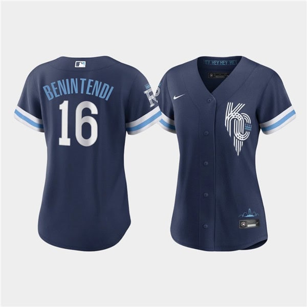 WoKansas City Royals #16 Andrew Benintendi 2022 Navy City Connect Cool Base Stitched Jersey(Run Small)