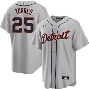 Detroit Tigers #25 Gleyber Torres Gray Cool Base Stitched Jersey
