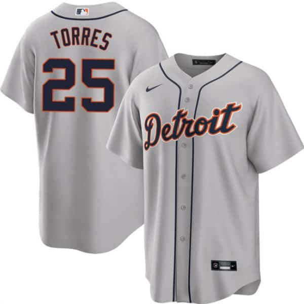 Detroit Tigers #25 Gleyber Torres Gray Cool Base Stitched Jersey