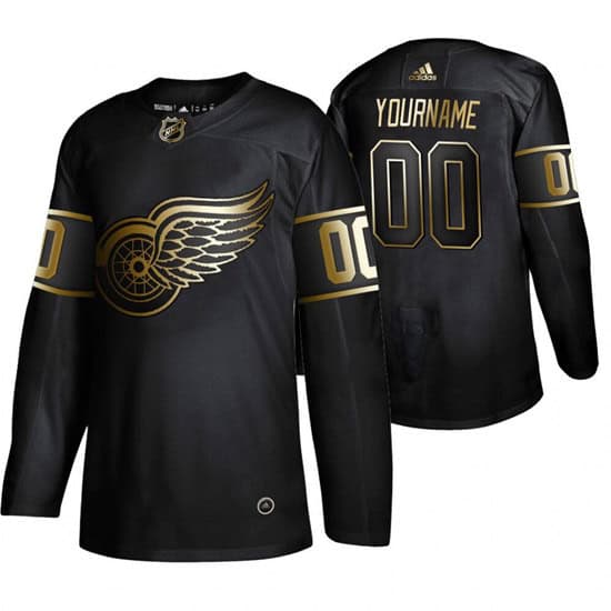 Detroit Red Wings CBlack Gold Edition Custom Name Number Size NHL Stitched Jersey