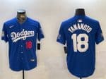 Los Angeles Dodgers #18 Yoshinobu Yamamoto Royal 2024 World Series Patch Alternate Limited Stitched Jersey
