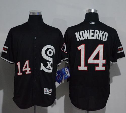 White Sox #14 Paul Konerko Black New Flexbase Authentic Collection Stitched Jersey