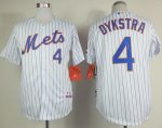 Mets #4 Lenny Dykstra White(Blue Strip) Home Cool Base Stitched Jersey
