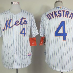 Mets #4 Lenny Dykstra White(Blue Strip) Home Cool Base Stitched Jersey