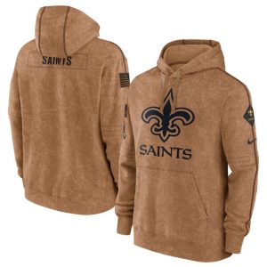 New Orleans Saints 2023 Brown Salute To Service Pullover Hoodie