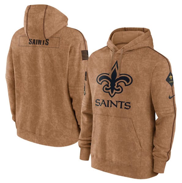 New Orleans Saints 2023 Brown Salute To Service Pullover Hoodie