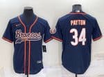 Chicago Bears #34 Walter Payton Navy Cool Base Stitched Baseball Jersey