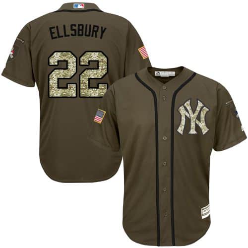 Yankees #22 Jacoby Ellsbury Green Salute To Service Stitched Jersey