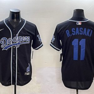 Los Angeles Dodgers #11 Roki Sasaki Black 2024 World Series Champions Limited Stitched Jersey
