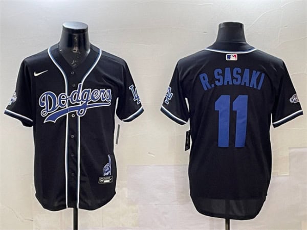 Los Angeles Dodgers #11 Roki Sasaki Black 2024 World Series Champions Limited Stitched Jersey