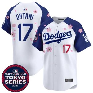 Los Angeles Dodgers #17 Shohei Ohtani White Royal 2025 Tokyo Series Limited Stitched Jersey