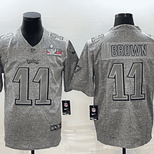 Philadelphia Eagles #11 A. J. Brown Grey Super Bowl LVII Patch Stitched Jersey