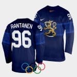 Team Finland #96 Mikko Rantanen Navy 2022 Beijing Olympics Away Stitched Jersey