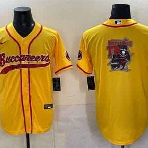 Tampa Bay Buccaneers Team Big Logo Gold Cool Base Stitched Jersey