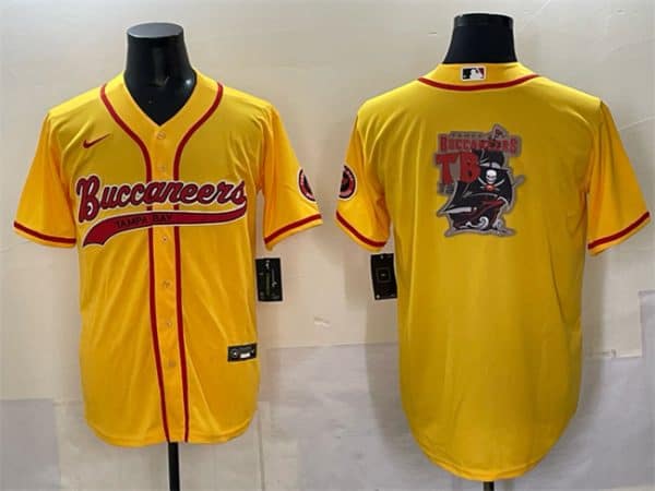 Tampa Bay Buccaneers Team Big Logo Gold Cool Base Stitched Jersey