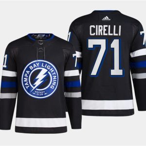 Tampa Bay Lightning #71 Anthony Cirelli Black Alternate Premier Breakaway Stitched Jersey