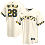 Milwaukee Brewers #28 Joey Wiemer Cream Cool Base Stitched Jersey
