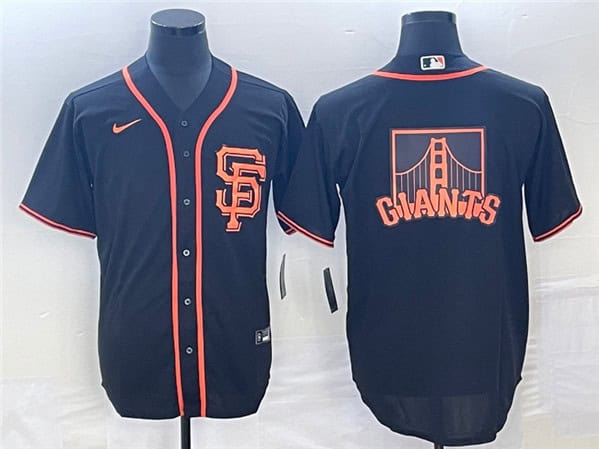 San Francisco Giants Black Team Big Logo Cool Base Stitched Jersey