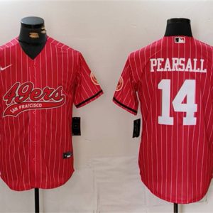 San Francisco 49ers #14 Ricky Pearsall Red With Patch Cool Base Stitched Jersey