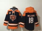 Chicago Bears #18 Caleb Williams Orange Navy Ageless Must-Have Lace-Up Pullover Hoodie