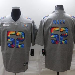 Los Angeles Chargers #52 Khalil Mack Grey Crucial Catch Limited Stitched Jersey