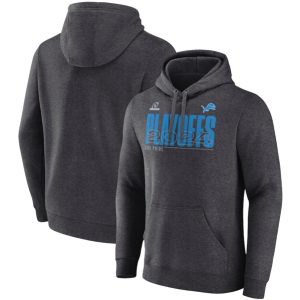 Detroit Lions Heather Charcoal 2024 Playoffs Fleece Pullover Hoodie