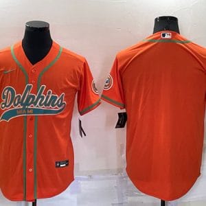 Miami Dolphins Blank Orange Cool Base Stitched Baseball Jersey