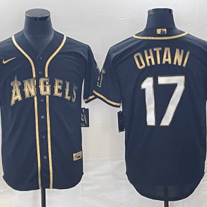 Los Angeles Angels #17 Shohei Ohtani Black Gold Cool Base Stitched Jersey