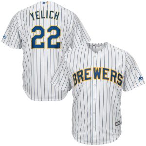 Milwaukee Brewers #22 Christian Yelich Majestic White Royal Cool Base Player Stitched Jersey