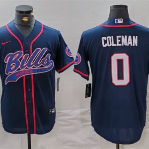 Buffalo Bills #0 Keon Coleman Navy With Patch Cool Base Stitched Jersey