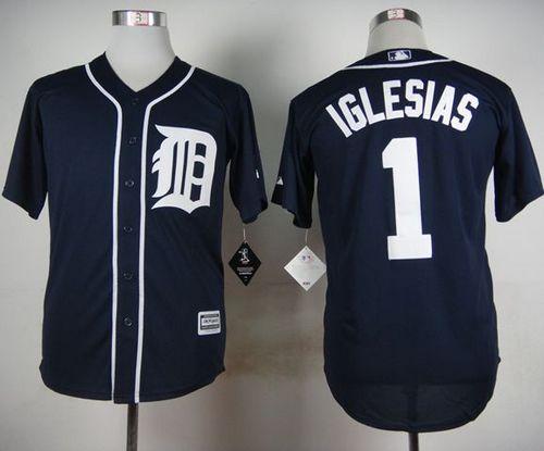 Tigers #1 Jose Iglesias Navy Blue Cool Base Stitched Jersey