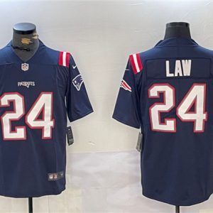 New England Patriots #24 Ty Law Navy Vapor Limited Stitched Jersey
