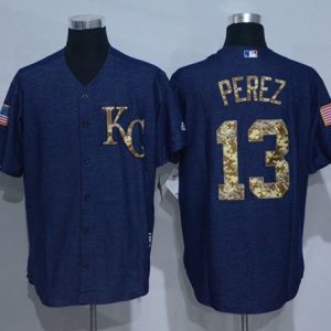 Royals #13 Salvador Perez Denim Blue Salute To Service Stitched Jersey