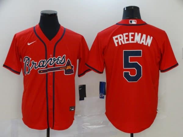 Atlanta Braves #5 Freddie Freeman Red Cool Base Stitched Jersey