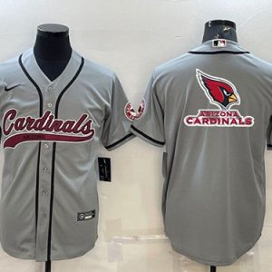 Arizona Cardinals Grey Team Big Logo With Patch Cool Base Stitched Baseball Jersey