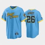 Milwaukee Brewers #26 Aaron Ashby 2022 Powder Blue City Connect Cool Base Stitched Jersey