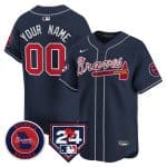 Atlanta Braves Customized Navy 2024 Spring Training Patch Limited Stitched Jersey
