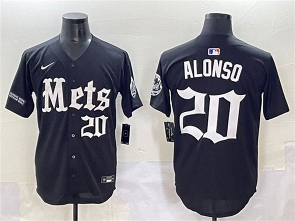 New York Mets #20 Pete Alonso Black 'Gotham Gothic Edition' Vapor Premier Limited Stitched Jersey