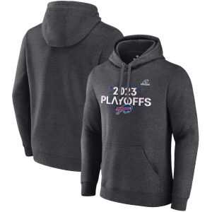 Buffalo Bills Heather Charcoal 2023 Playoffs Fleece Pullover Hoodie