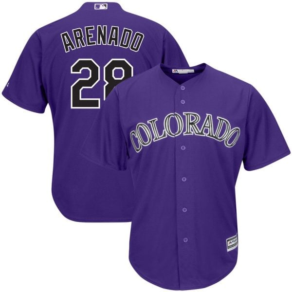 Colorado Rockies #28 Nolan Arenado "Nado" Purple Cool Base Stitched Jersey