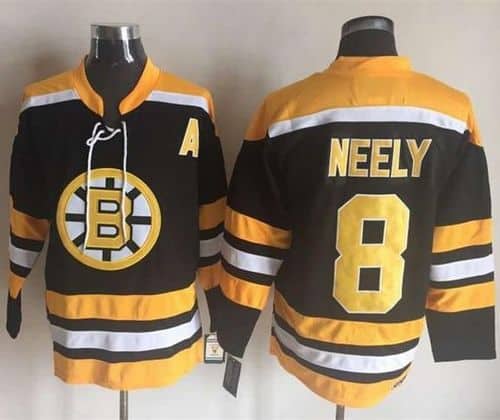 Bruins #8 Cam Neely Black Yellow CCM Throwback New Stitched Jersey