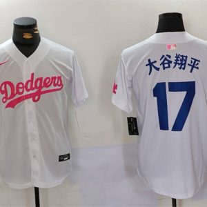 Los Angeles Dodgers #17 ´ó¹ÈÏèÆ½ White Pink Vin Kobe Patch Stitched Jersey