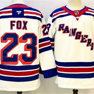 New York Rangers #23 Adam Fox White 2024-25 Away Stitched Jersey