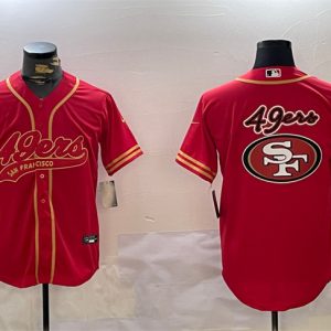 San Francisco 49ers Team Big Logo Red Cool Base Stitched Jersey