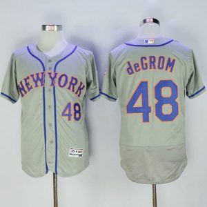 Mets #48 Jacob DeGrom Grey Flexbase Authentic Collection Stitched Jersey
