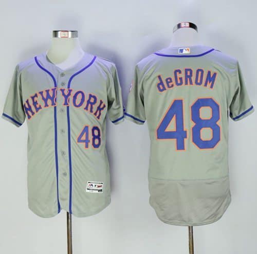 Mets #48 Jacob DeGrom Grey Flexbase Authentic Collection Stitched Jersey