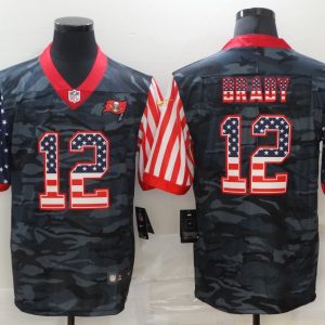 Tampa Bay Buccaneers #12 Tom Brady 2020 Camo USA Flag Limited Stitched Jersey