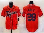 Detroit Tigers #28 Javier B¨¢ez Orange With Patch Cool Base Stitched Jersey
